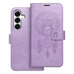 MEZZO knygos tipo dėklas telefonui SAMSUNG S25 su sapnų gaudykle, violetinis