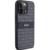 DKNY odinis mono juostelės ir metalinis logotipas dėklas iPhone 14 Pro - juodas