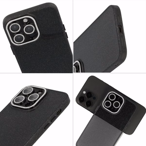 Dėklas fotoaparatui Iphone 13 Pro Max su skystais blizgučiais - juodas