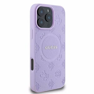 Guess Saffiano Bijūnas Klasikinis Logotipas Magnetinis dėklas telefonui iPhone 16 Pro Max - violetinis