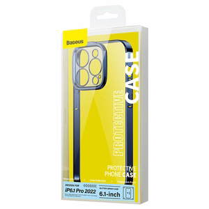 Baseus Glitter permatomas dėklas ir grūdinto stiklo rinkinys iPhone 14 Pro (mėlynas)