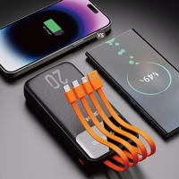 Didelės talpos išorinė baterija Dudao 20000mAh su 3 integruotais laidais USB-C + micro USB