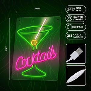 Neon PLEXI LED COCKTAILS rožinis žalias FPNE02X Forever Light