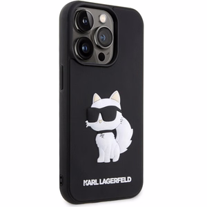 Karl Lagerfeld KLHCP14L3DRKHNK iPhone 14 Pro 6.1" Kietasis dėklas (m) - juodas (m) Rubber Choupette 3D