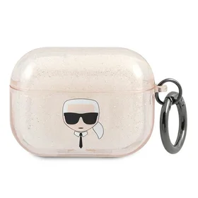 Karl Lagerfeld Blizgučių Karlo Galvos Dėklas AirPods Pro - auksinis