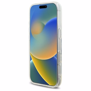 Guess IML Rhinestones magnetinis dėklas telefonui iPhone 16 Pro - baltas