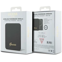 Magnetinė išorinė baterija Guess MagSafe Metal Script Logo 5W 3000mAh (juoda)