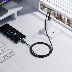 Kabelis su LCD ekranu USB A į USB C Hoco 3A 1,2 m U146 juodas