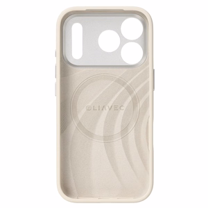 Liavec Silk Shield dėklas su metaliniu kameros rėmeliu, skirtas Iphone 17 Pro Max smėlio spalvos