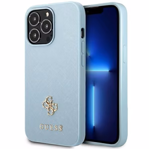 Guess Saffiano 4G Small Metal Logo чехол для iPhone 13 Pro Max - синий