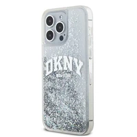 DKNY dėklas telefonui iPhone 15 Pro Max 6,7" DKHCP15XLBNAET baltas HC skysti blizgučiai su arkinis logotipas