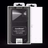Nillkin CamShield Leather S dėklas telefonui Samsung Galaxy S23+ su kameros dangteliu juodas