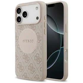 GUESS dėklas telefonui IPHONE 17 Pro Max, suderinamas su MagSafe GUHMP17XP4PGRSGP (PU 4G apskritimas su klasikiniu logotipu) rožinis