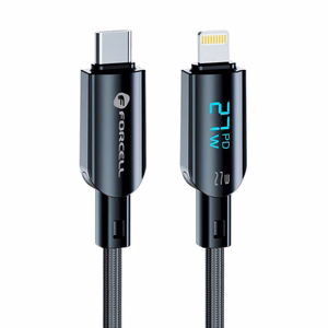 FORCELL F-ENERGY C276 kabelis Type C į Lightning PD 3A 27W Digital 1,2 m juodas