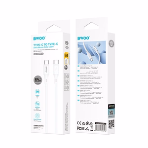 BWOO silikoninis laidas X329CC 65W USB-C 1m baltas