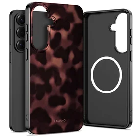 Tech-Protect Lamano MagSafe Case for Samsung Galaxy S26 - Brown and Black