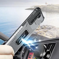 Crystal žiedinis dėklas šarvuotas hibridinis + magnetinis laikiklis Samsung Galaxy S22 + (S22 Plus) žalias