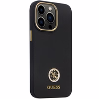 Guess GUHCP13LM4DGPK dėklas telefonui iPhone 13 Pro / 13 – juodas Silikoninis Logo Strass 4G