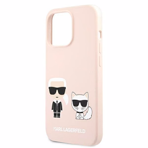 Karl Lagerfeld Silikoninis Ikonik Karl&Choupette Magnetinis dėklas iPhone 13 Pro Max - šviesiai rožinė
