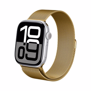 Crong Milano Steel nerūdijančiojo plieno dirželis, skirtas Apple Watch 44 / 45 / 46 / 49 mm, aukso spalvos
