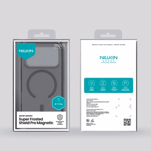 "Nillkin Super Frosted Shield Pro MagSafe" dėklas, suderinamas su "iPhone 17 Pro" - skaidrus, juodas