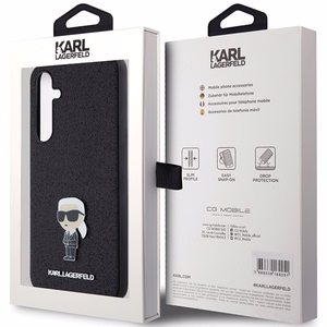 Karl Lagerfeld Fiksuotas Blizgus Ikonik Logotipas Metal Pin dėklas Samsung Galaxy A55 - juodas