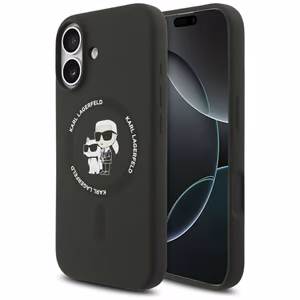 Karl Lagerfeld чехол для iPhone 17 совместимый с MagSafe KLHMP17SSCMKCRHK (Silicone KC Body Ring) чёрный
