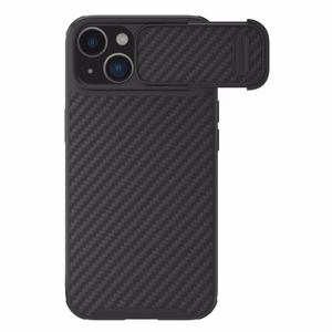 Nillkin Sintetinio pluošto S dėklas iPhone 14 su kameros dangteliu juodas