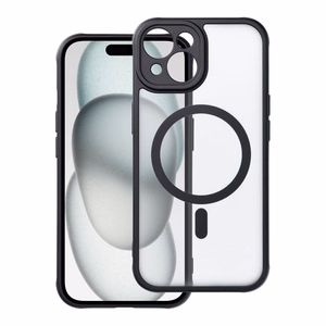 Dėklas telefonui – pilnai matinis magnetinis dėklas, suderinamas su MagSafe IPHONE 15, juodas