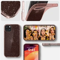 Spigen Liquid Crystal Glitter dėklas telefonui iPhone 15 Plus - rožinis/skaidrus