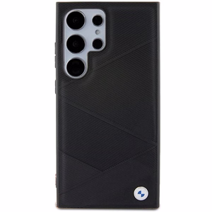 BMW BMHCS24L23RCGPK S24 Ultra S928 чёрный/чёрный жёсткий чехол Signature Leather Crossing Lines Pattern