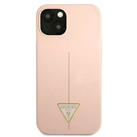 Guess GUHCP13MSLTGP iPhone 13 6.1" rožinis kietas dėklas silikoninis trikampis