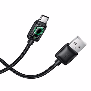 Kabelis su LCD ekranu USB A į USB C Hoco 3A 1,2 m U146 juodas