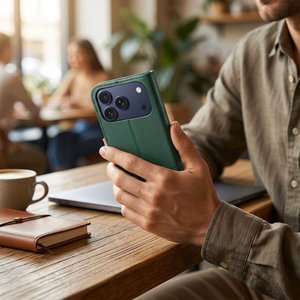 Flip case for iPhone 17 PRO / 18 PRO Split Book green and gold