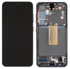 Ekranas Samsung S911 S23 5G su lietimui jautriu stikliuku ir rėmeliu Phantom Black originalus (assembled service pack)