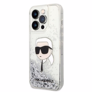Karl Lagerfeld Glitter Karl's Head dėklas telefonui iPhone 14 Pro Max - sidabrinis