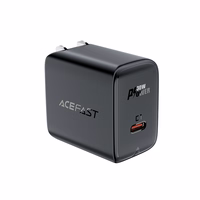 Acefast A23 30W GaN USB-C sieninis įkroviklis (JAV) – juodas