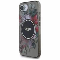 Guess IML Flowers Magnetinis dėklas telefonui iPhone 16e - juodas