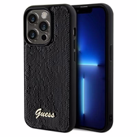 Guess Sequin Script Metal dėklas telefonui iPhone 14 Pro - juodas