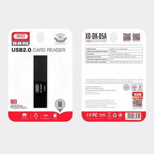 XO kortelių skaitytuvas 2 in 1 DK05A USB 2.0, juodas