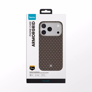 "Benks" magnetinis šarvas "Air Armor Grid Kevlar Case Metal Frame 600D (A070) for Iphone 17 Pro Max gold