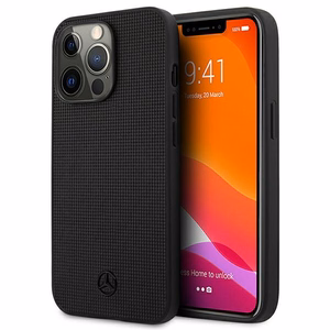 Mercedes odinis tinklelio metalinis logotipo dėklas iPhone 13 Pro / iPhone 13 - juodas