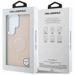 Karl Lagerfeld dėklas Embossed Ring RSG Logo MagSafe Samsung Galaxy S26 Ultra rožinis