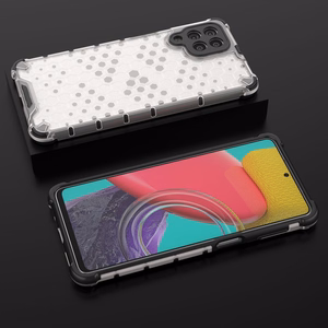 Korėtas dėklas šarvuotas dangtelis su geliniu rėmeliu Samsung Galaxy M53 5G Permatomas
