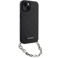 Karl Lagerfeld KLHCP14SSACKLHPK iPhone 14 6.1" juodas/juodas hardcase Saffiano Monograma Grandinė