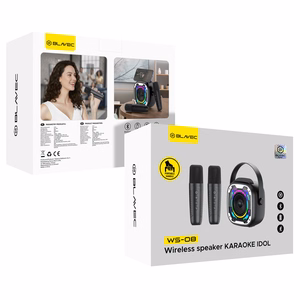 Blavec nešiojamas Bluetooth garsiakalbis WS-08 Karaoke Idol – 8W su 2 mikrofonais (WS08-2MW) baltas