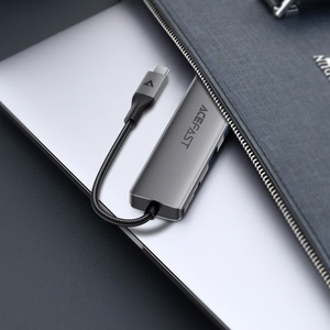Acefast J18 USB šakotuvas USB-C 6-in-1 HDMI 4K 60Hz PD90W doko stotis - pilkas