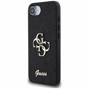 Guess Fixed Glitter Big 4G dėklas telefonui iPhone 16e - juodas