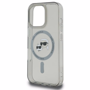 Karl Lagerfeld IML Metal Karl&Choupette Head magnetinis dėklas telefonui iPhone 16 Pro - juodas