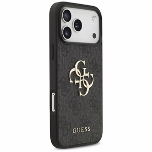 Guess PU 4G Metal Logo dėklas Apple iPhone 18 Pro Max, pilkas